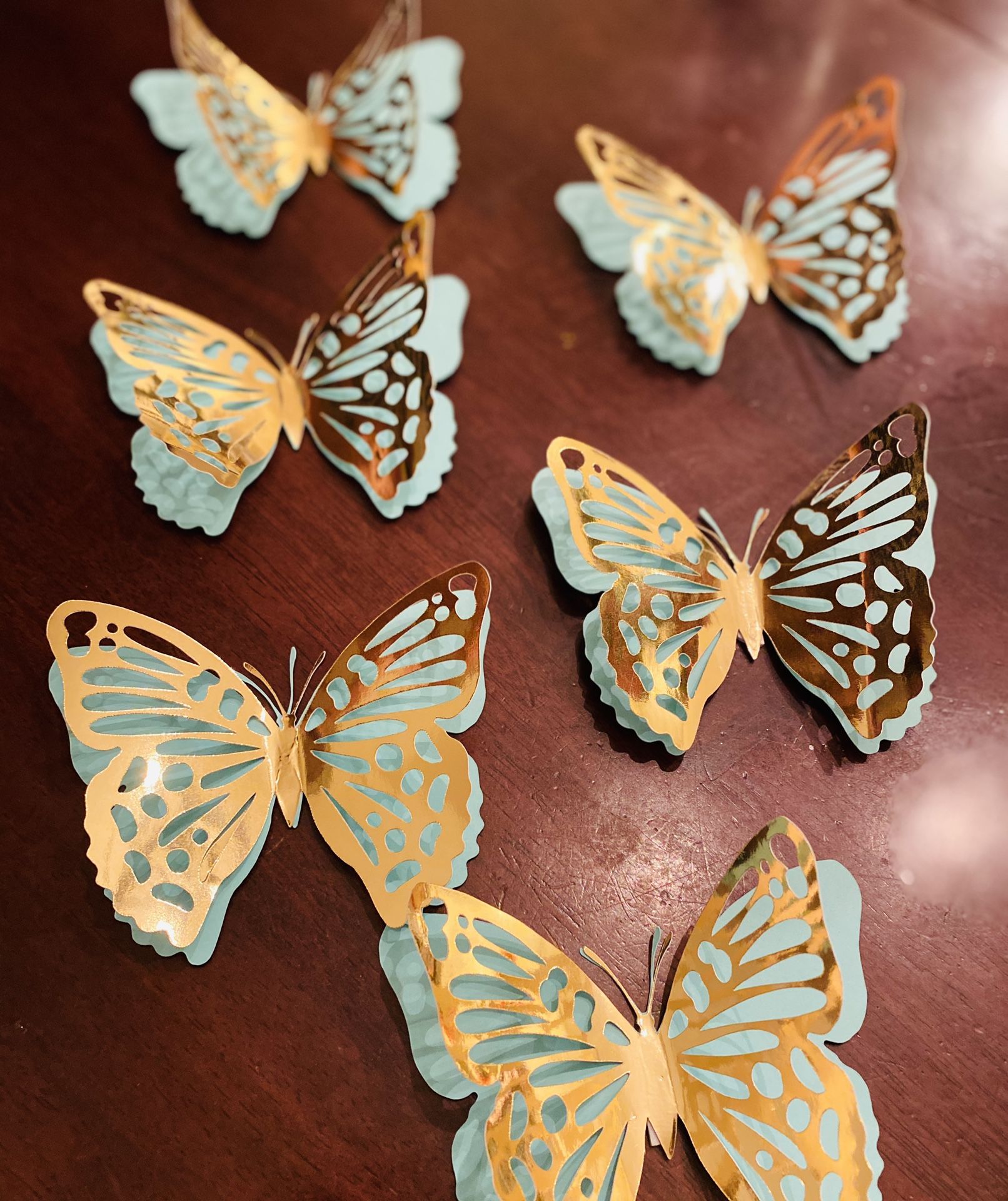 3D Teal and Gold Butterflies 🦋