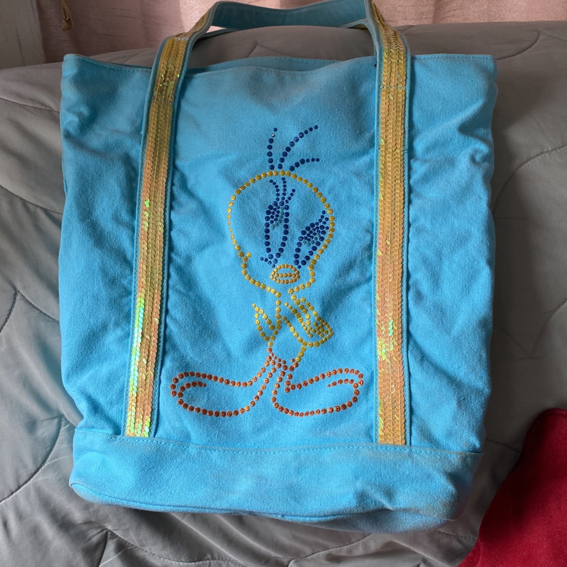 Warner Bros Tweety Bird Tote Tweety on front, Tweety fabric lining vintage