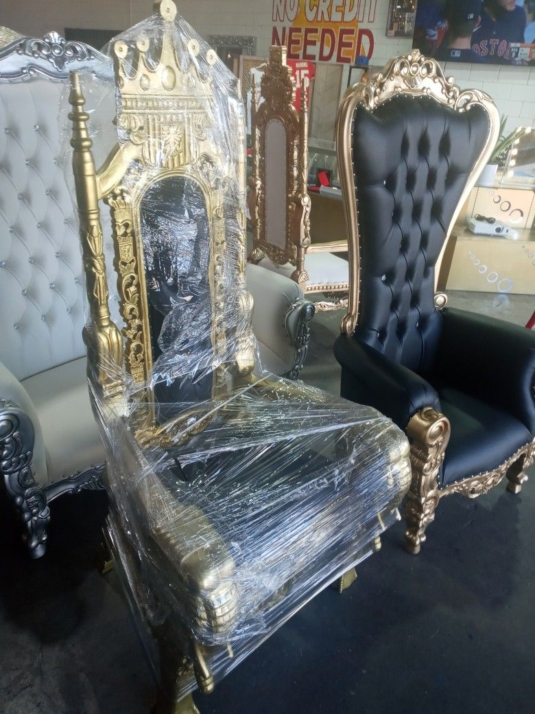BLACK AND GOLD THRONE CHAIRS