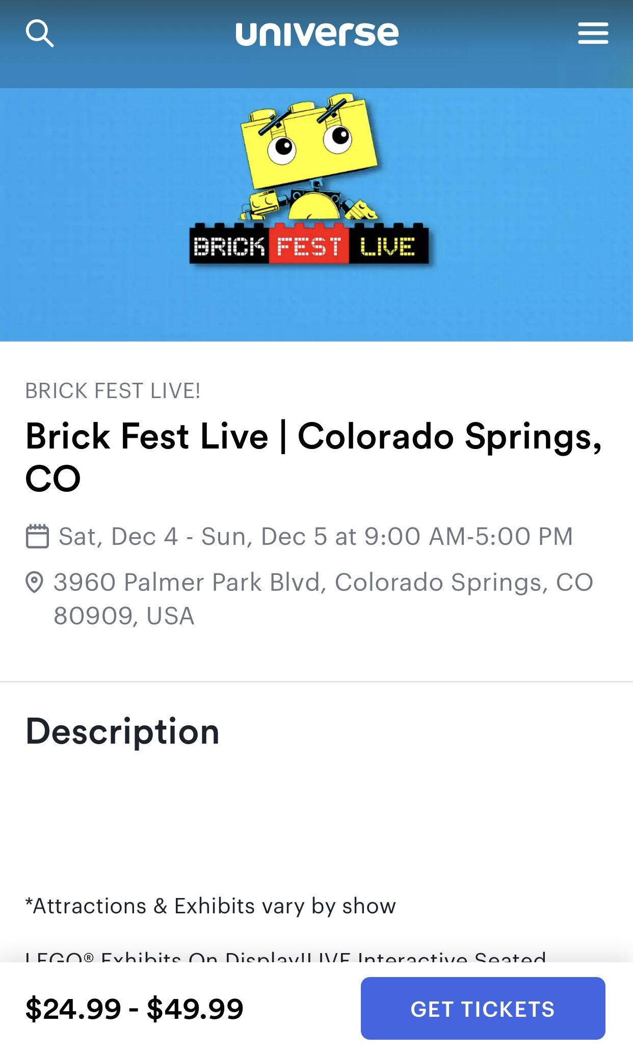 BRICKFEST LEGO TICKETS SAT - Sold Out