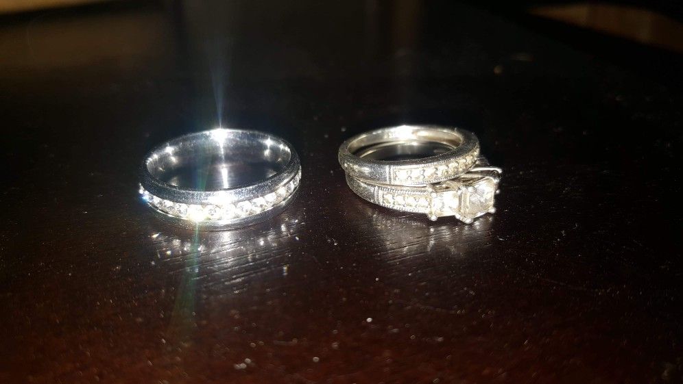 His and hers wedding set real diamonds