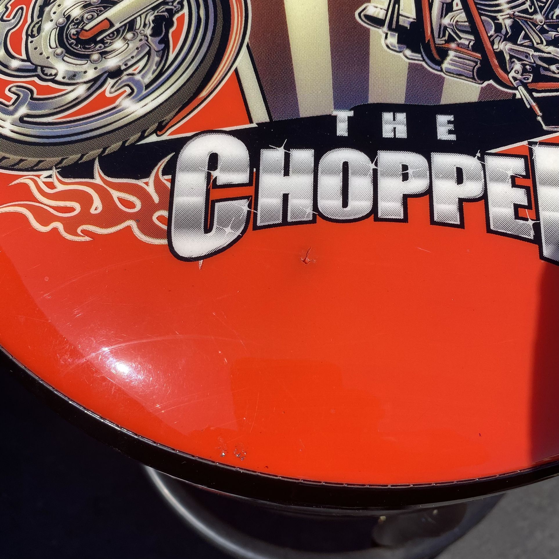 Snap-On Chopper Shop Stool With Black Legs.