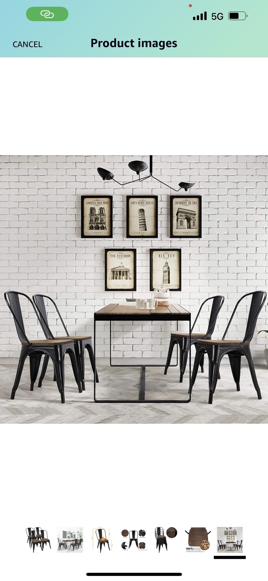 18 Inch Classic Iron Metal Dinning Chair with Wood Top/Seat Indoor-Outdoor Use Chic Dining Bistro Cafe Side Barstool Bar Chair Coffee Chair Set of 4 B