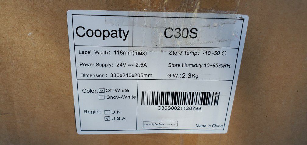$85 COOPATY SHIPPING LABEL PRINTER 