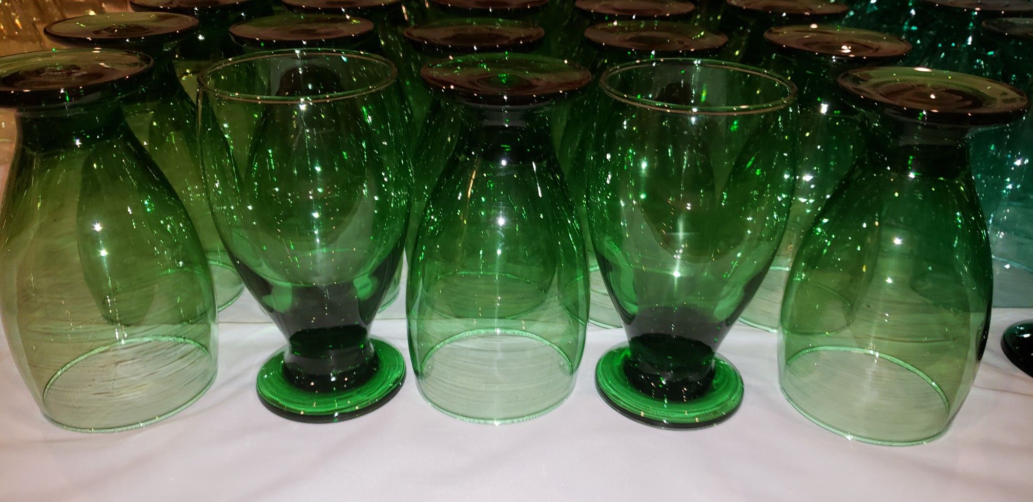 Green and Blue Glass Cups