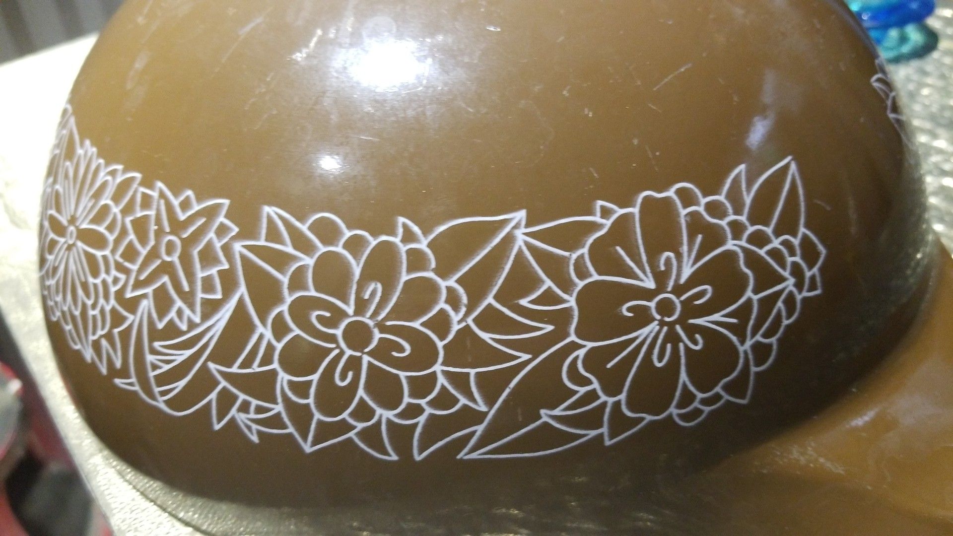 large brown vintage mint PYREX BOWL
