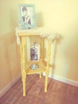 Shabby chic picture frame and wooden stool Thumbnail