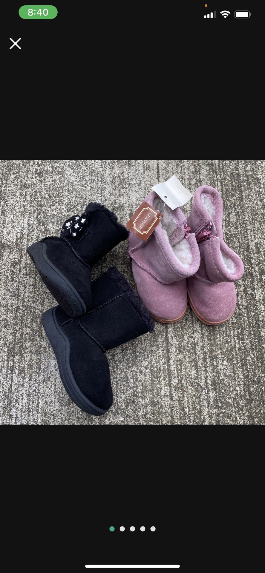 Brand New Baby Boots Pink Size 4 And Black Size 3 Both Pairs Never Been Used