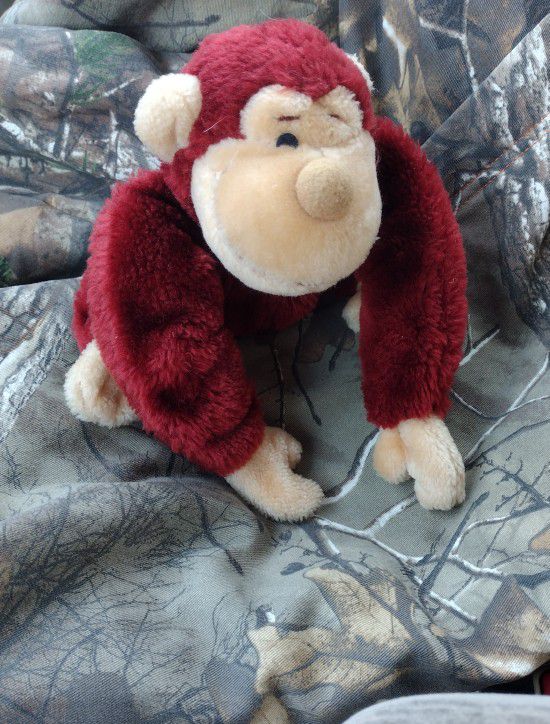 Vintage Knickerbocker Red Brown Monkey Chimp Ape Long Arm Moon Eyes Plush Plushie Stuffed Animal Toy