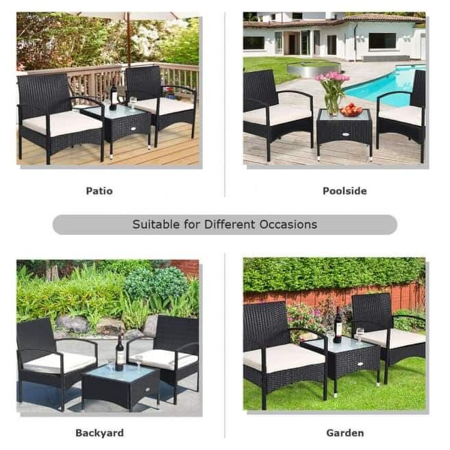 NEW Outdoor Furniture Set with White Cushion