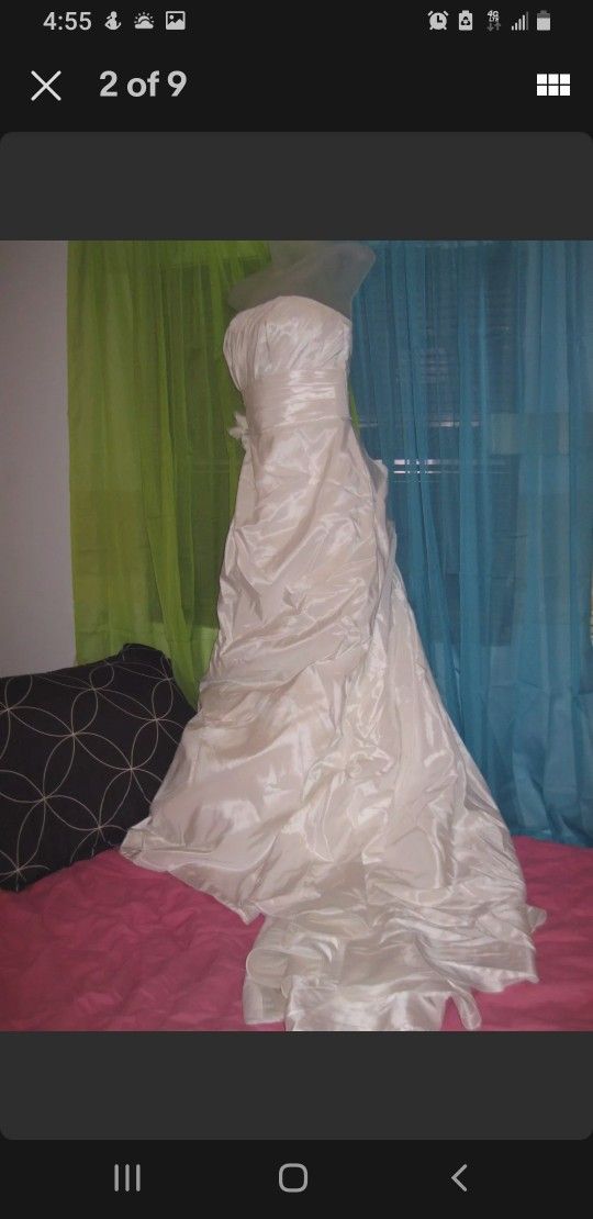 White Strapless Wedding Dress Size 12/14