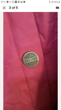 Harley Davidson Women's Packable Hooded Nylon Jacket NWT Pink Medium Small Thumbnail