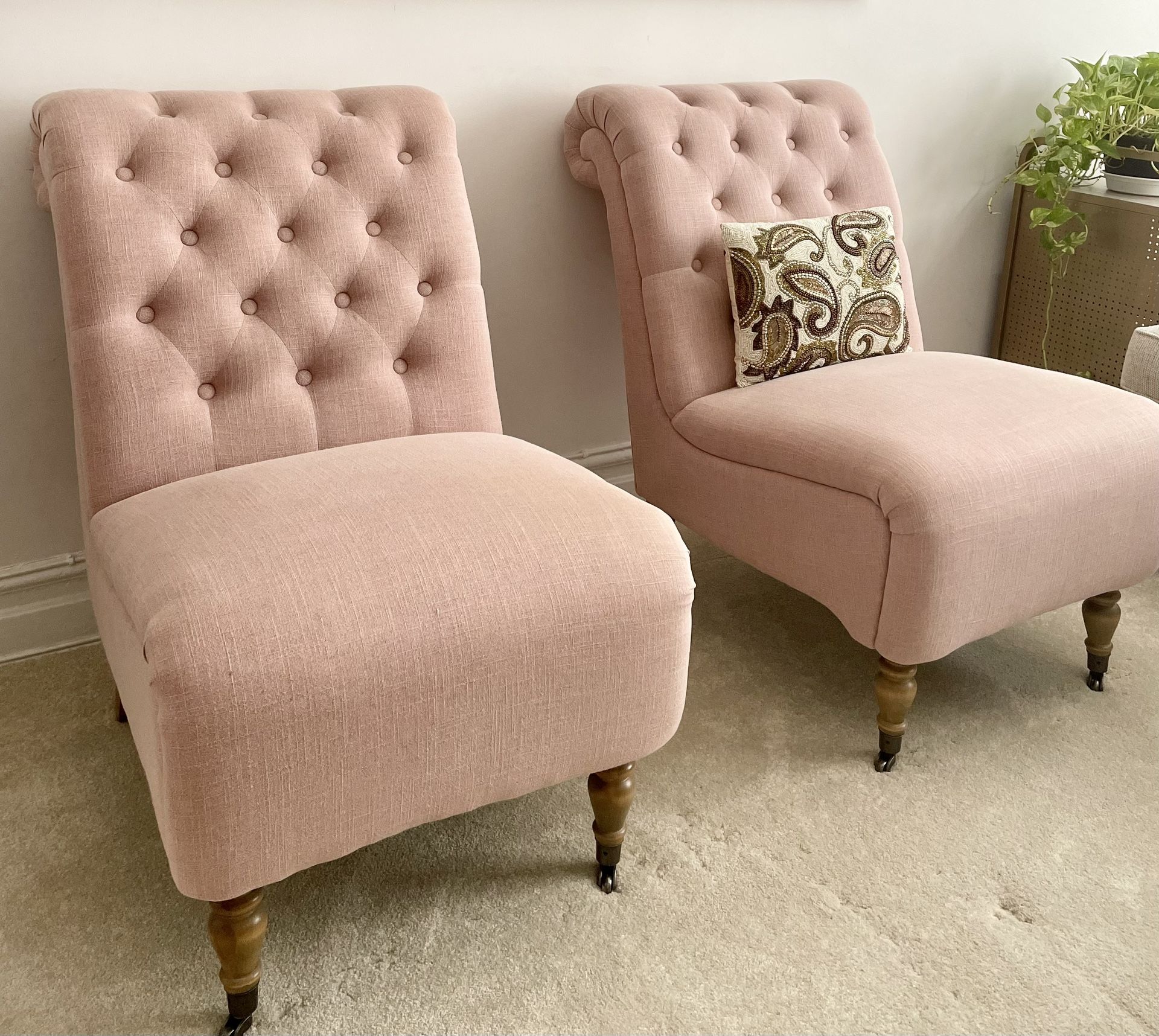 Cyclamen Roll Back Tufted Parson Chair(s)