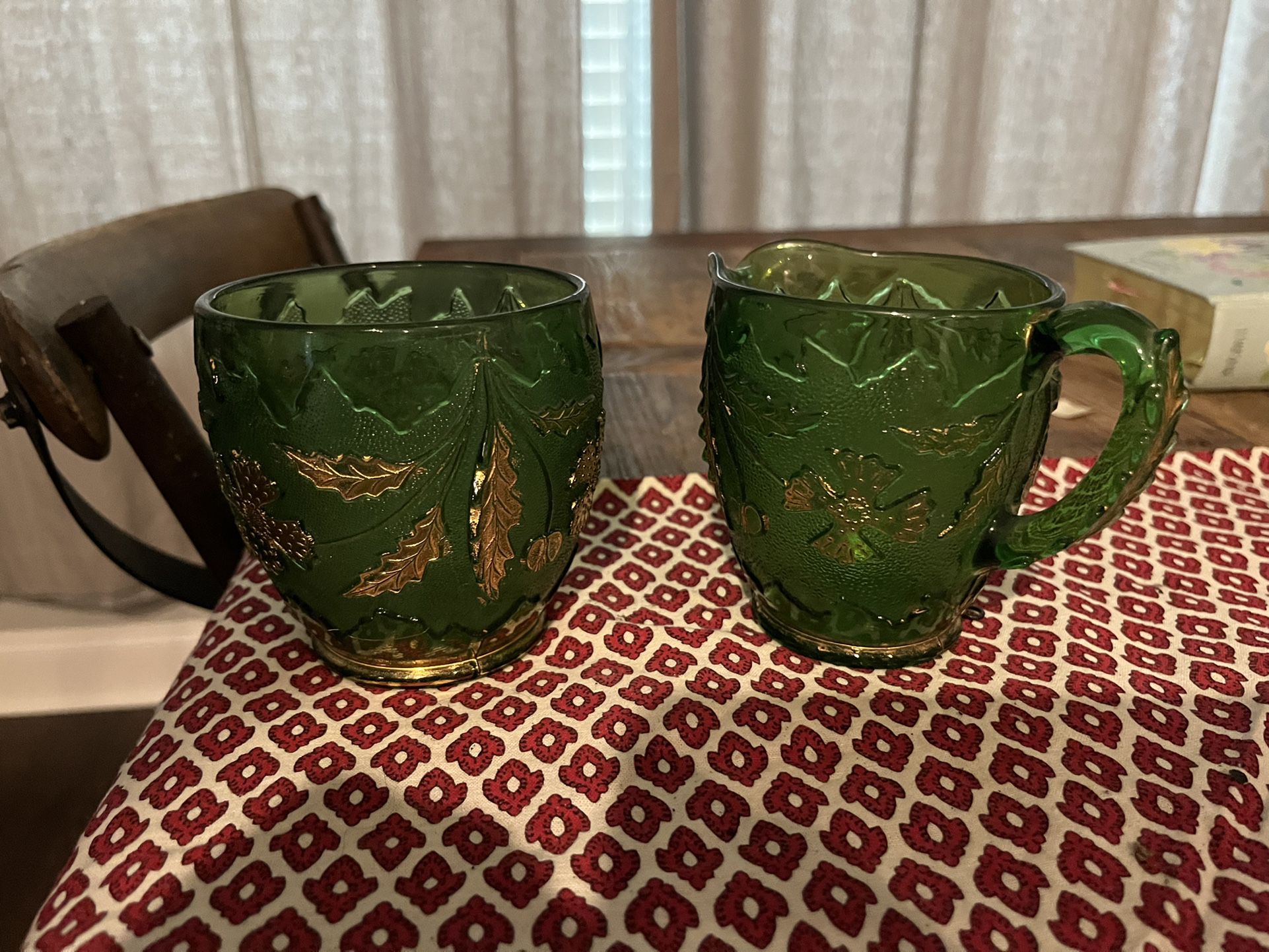Green & Gold Antique Glassware