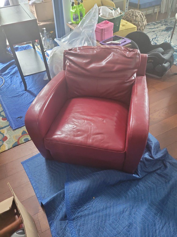 Small Leather Red Club Chair 