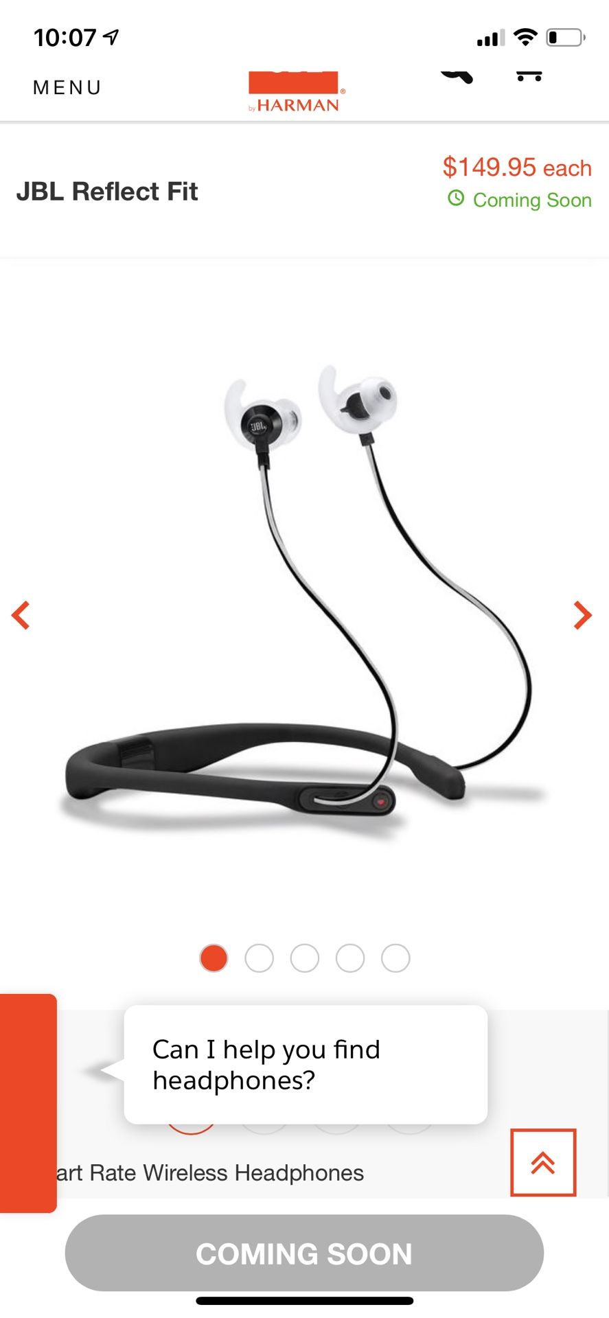JBL Reflect Fit wireless headphones