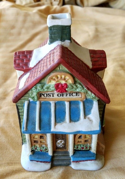 CERAMIC VOTIVE CANDLE HOLDER POST OFFICE
