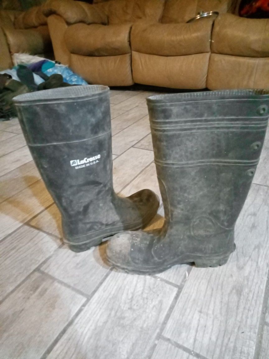 Rubber Boots And Thigh High Waiters. Size 10