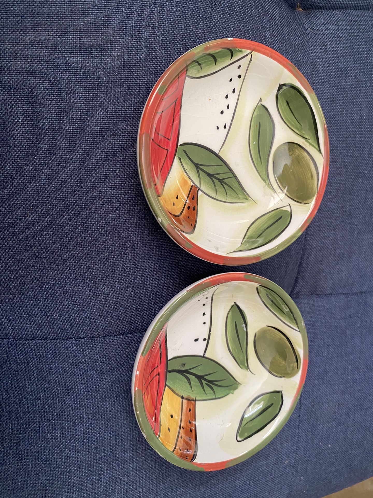 Pampered Chef 2 Oil Dipping/Condiment Dishes Hand Painted