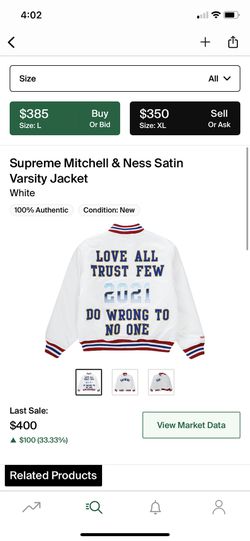 Supreme Mitchell & Ness Satin Varsity Jacket Thumbnail