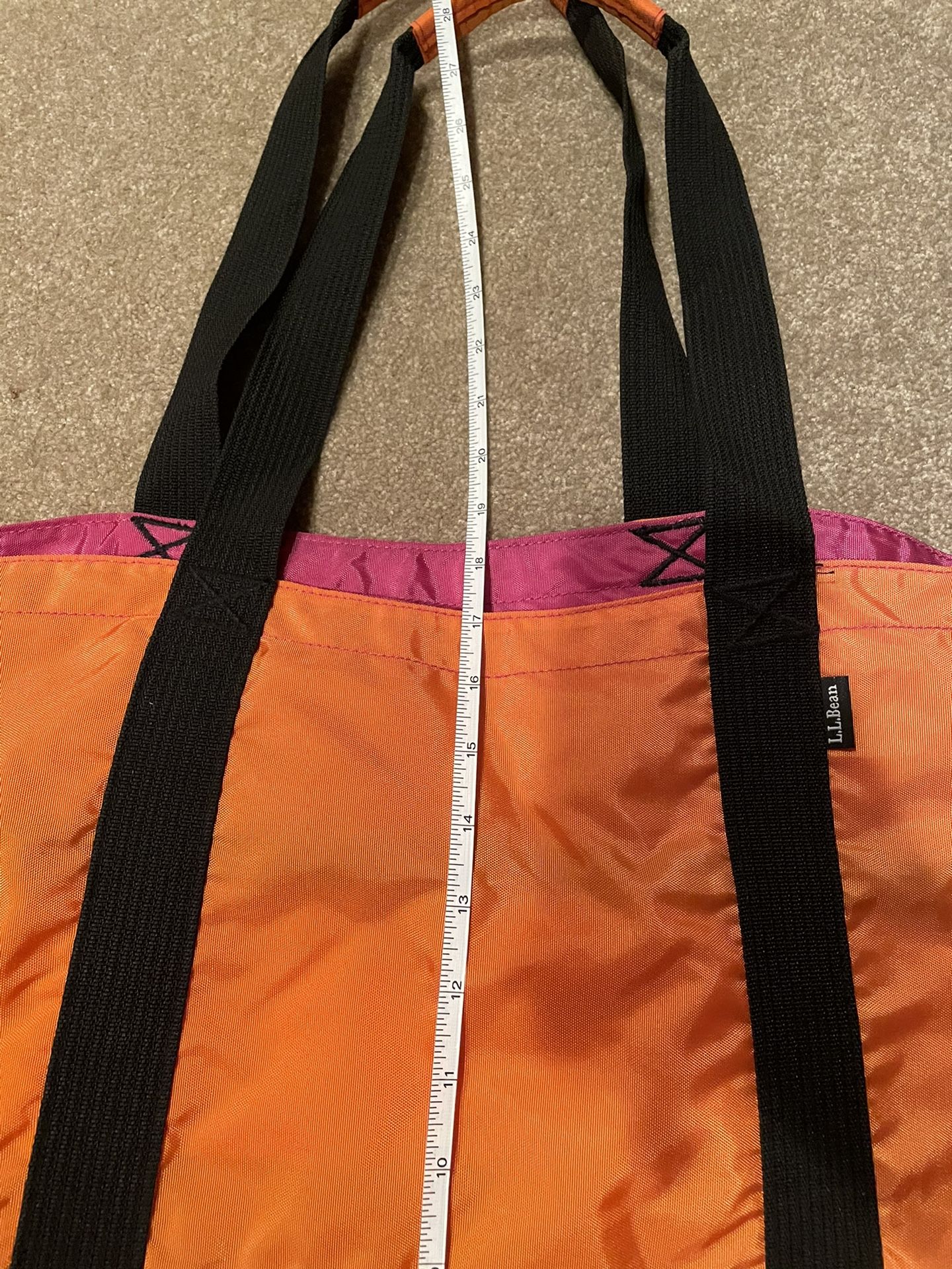 LL BEAN TOTE BAG ORNAGE AND PINK (large)