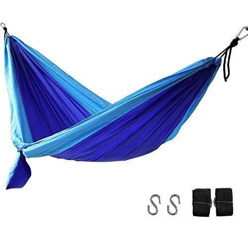 SONGMICS Portable Camping Hiking Backpacking Hammock Lightweight Quickdrying W Tree Straps Side Bag Blue UGDC35N *