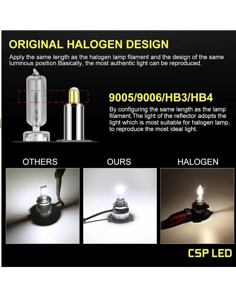9005 9006 LED Headlight Bulbs High Beam Low Beam 12000LM 6000K Xenon White