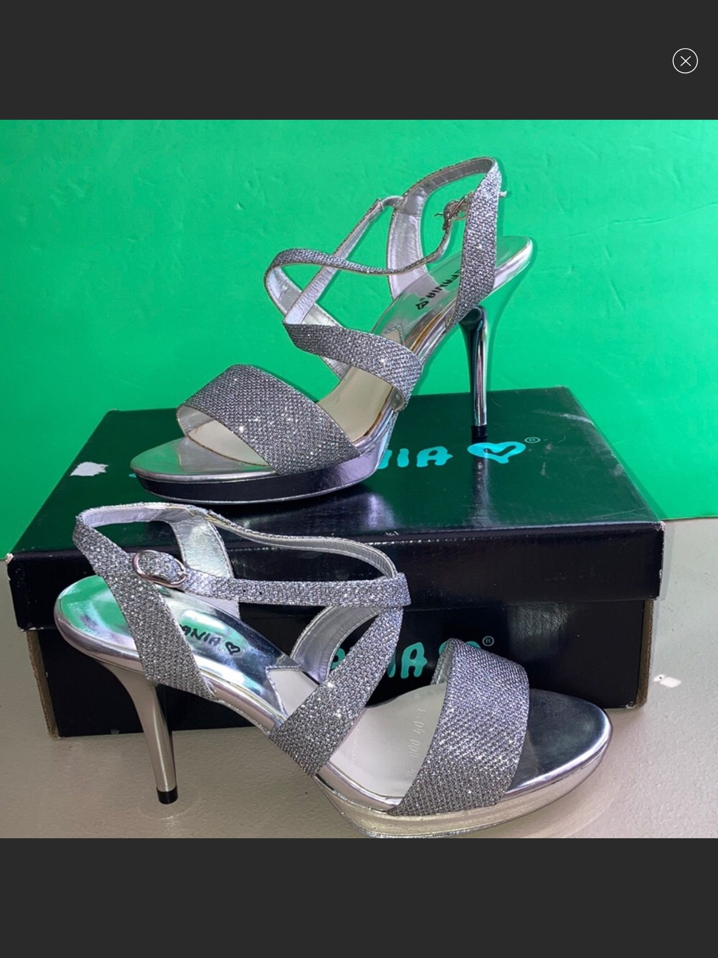 Silver Glitter Strappy Dress Heels