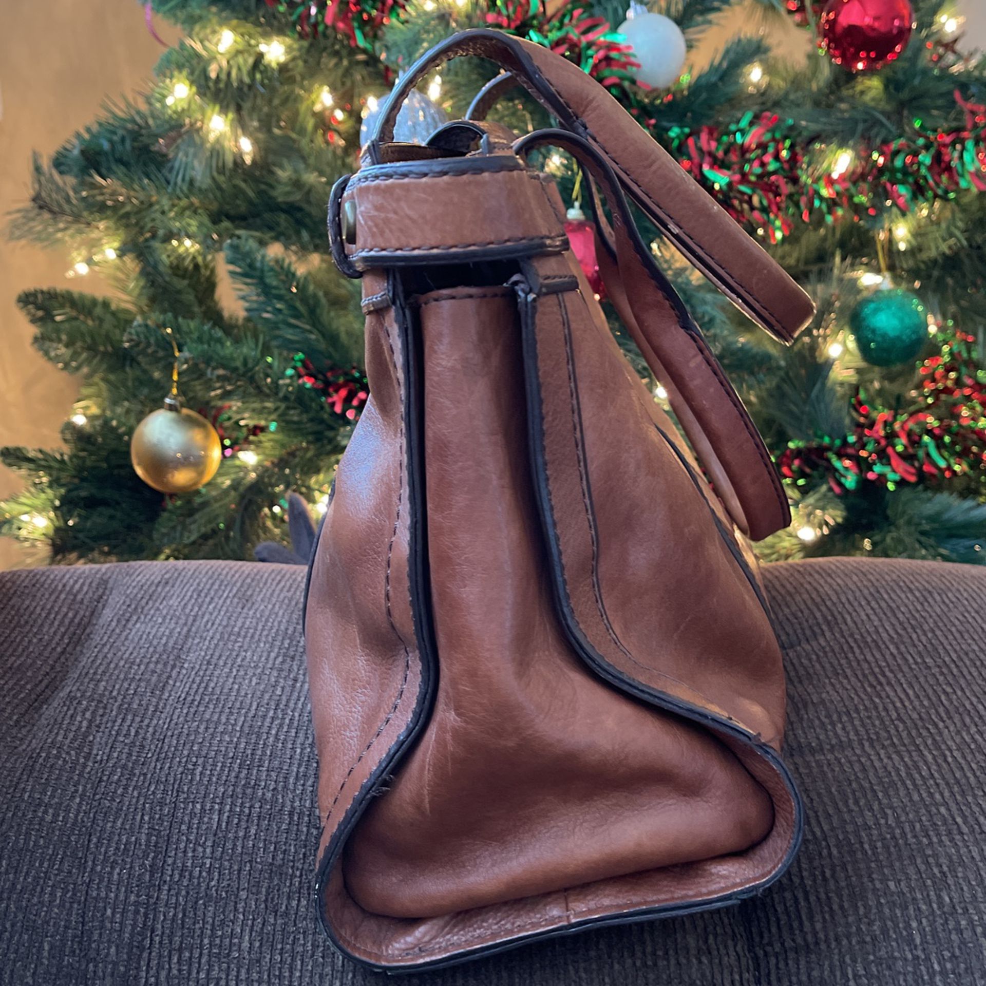 Brown Fossil Genuine Leather Hand Bag