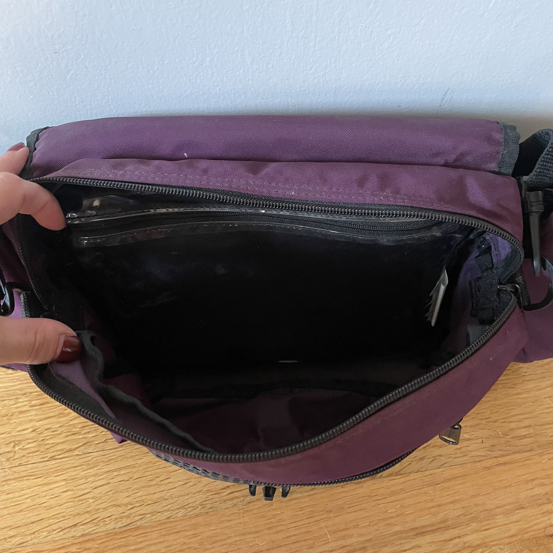 Vintage LL Bean Fanny Waist Pack Running Nylon Water Holder Belt Bag Purple