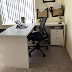 Desk With File Cabinet L Shape  Thumbnail