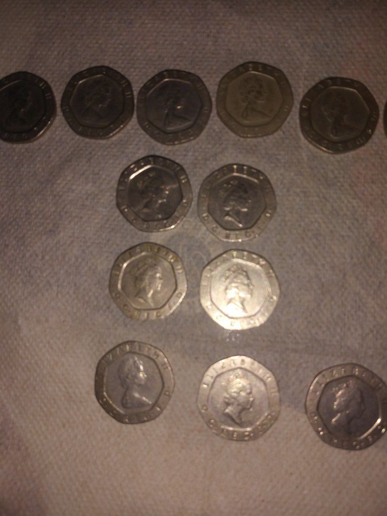 Collectible Queen Elizabeth II 20 Pence Coins..
