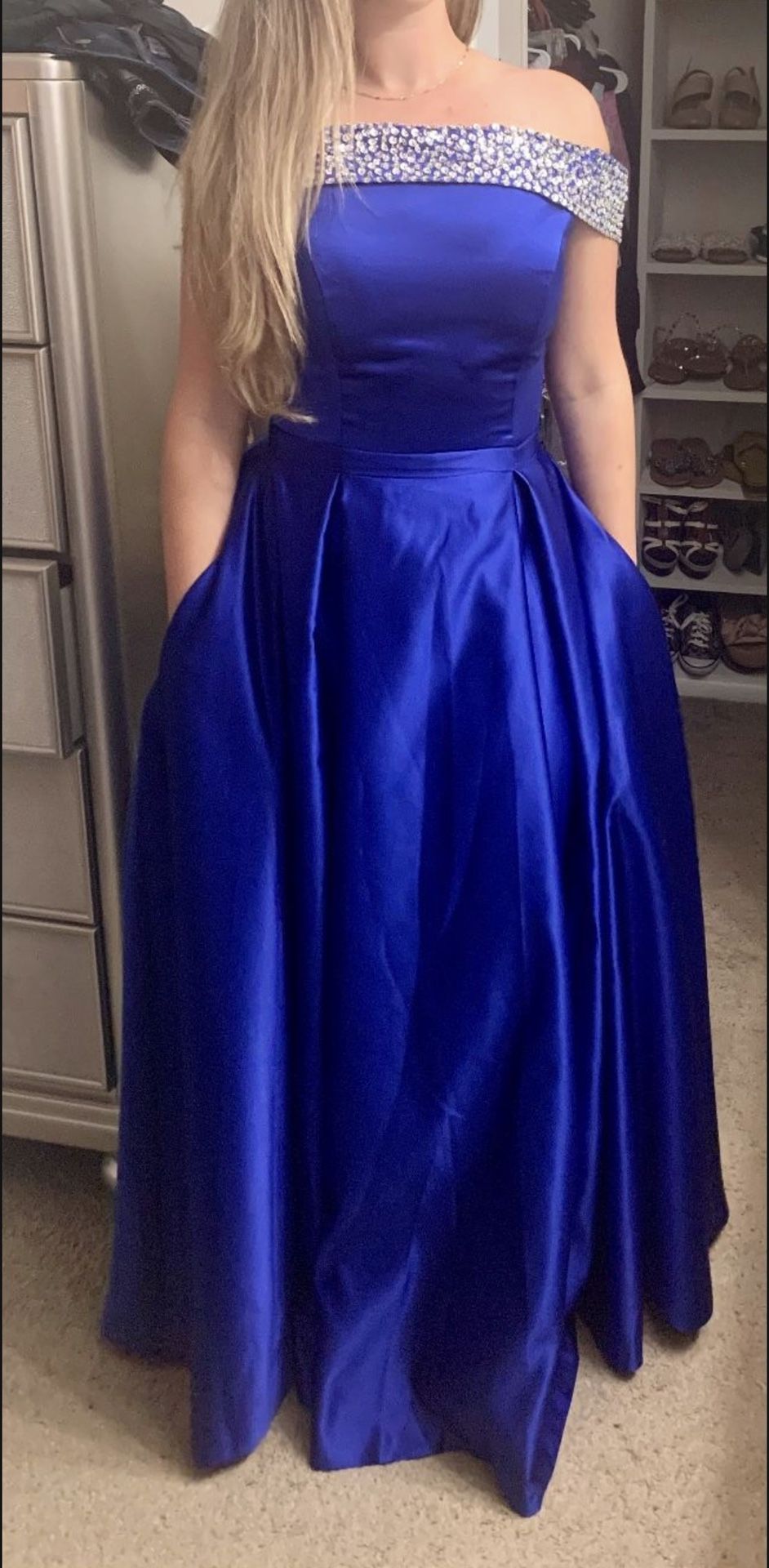 Off The Shoulder Silk Prom Dress