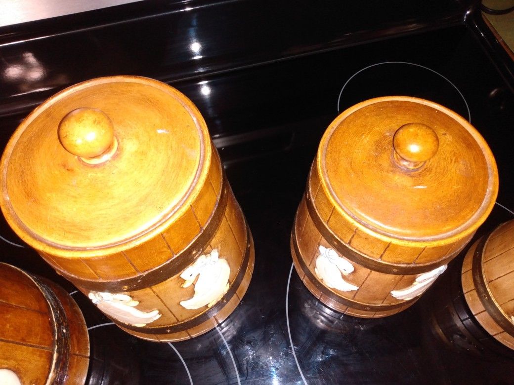 Ceramic Porcelain Duck Canister Set Vintage 1980