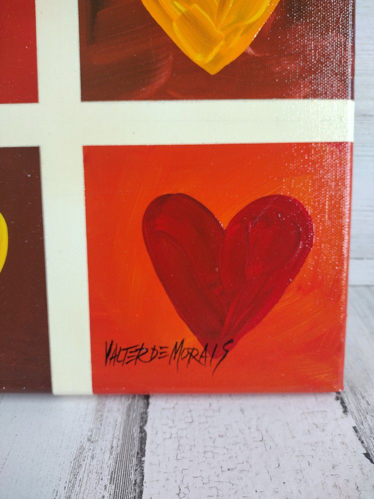 2012 Original Valter De Morals Heart Canvas Painting