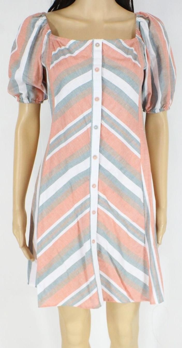 Angie Pink Size Small S Junior A-Line Dress Striped Button-Trim Shirt