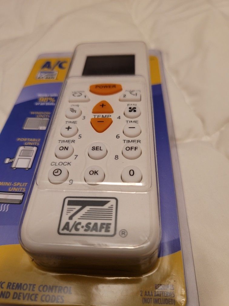 AC UNIVERSAL REMOTE CONTROL AC-SAFE WINDOW/PORTABLE UNITS AC-RC01. New & Sealed