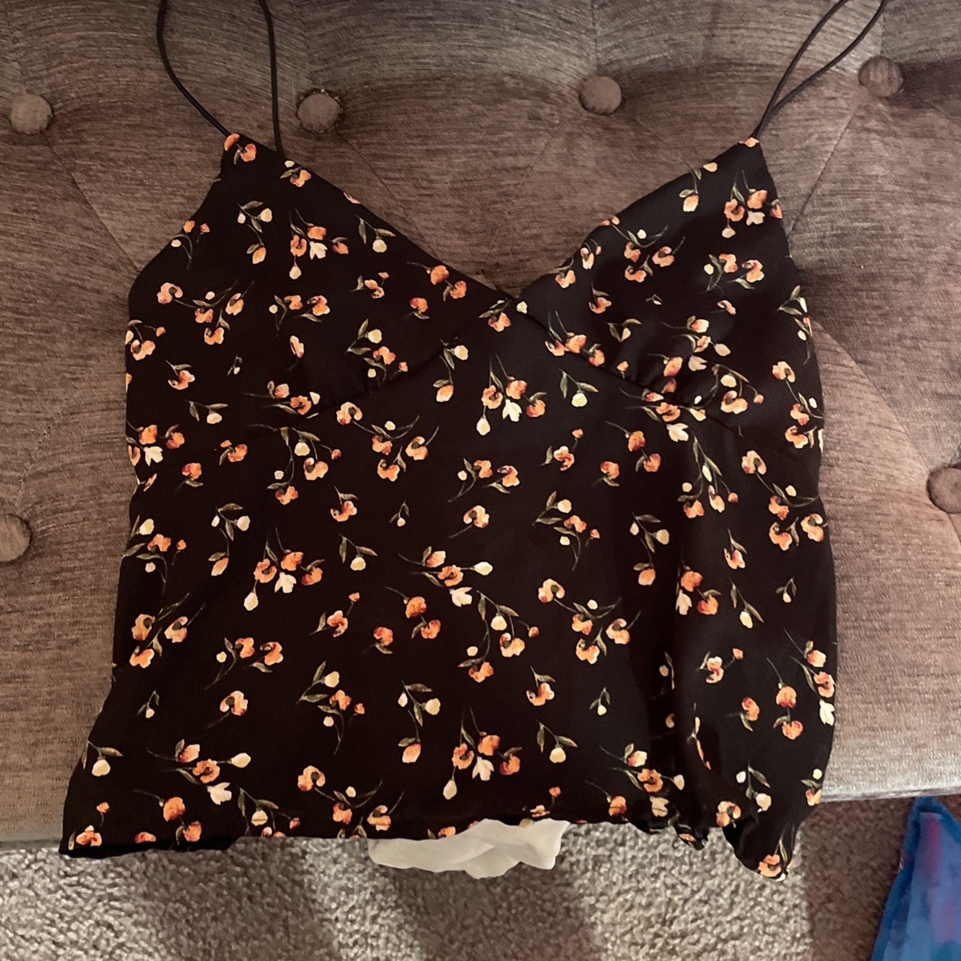 Floral Small Papaya Crop Top