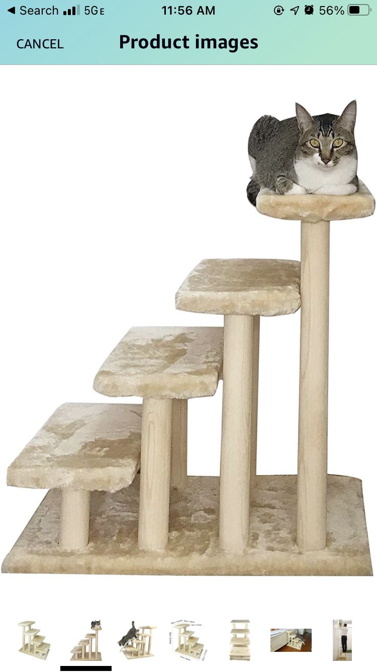 Cowboy Wooden pet Stairs 4-Step pet Ladder cat Dog Easy Stairs with Detachable Carpet for high Bed and Couch