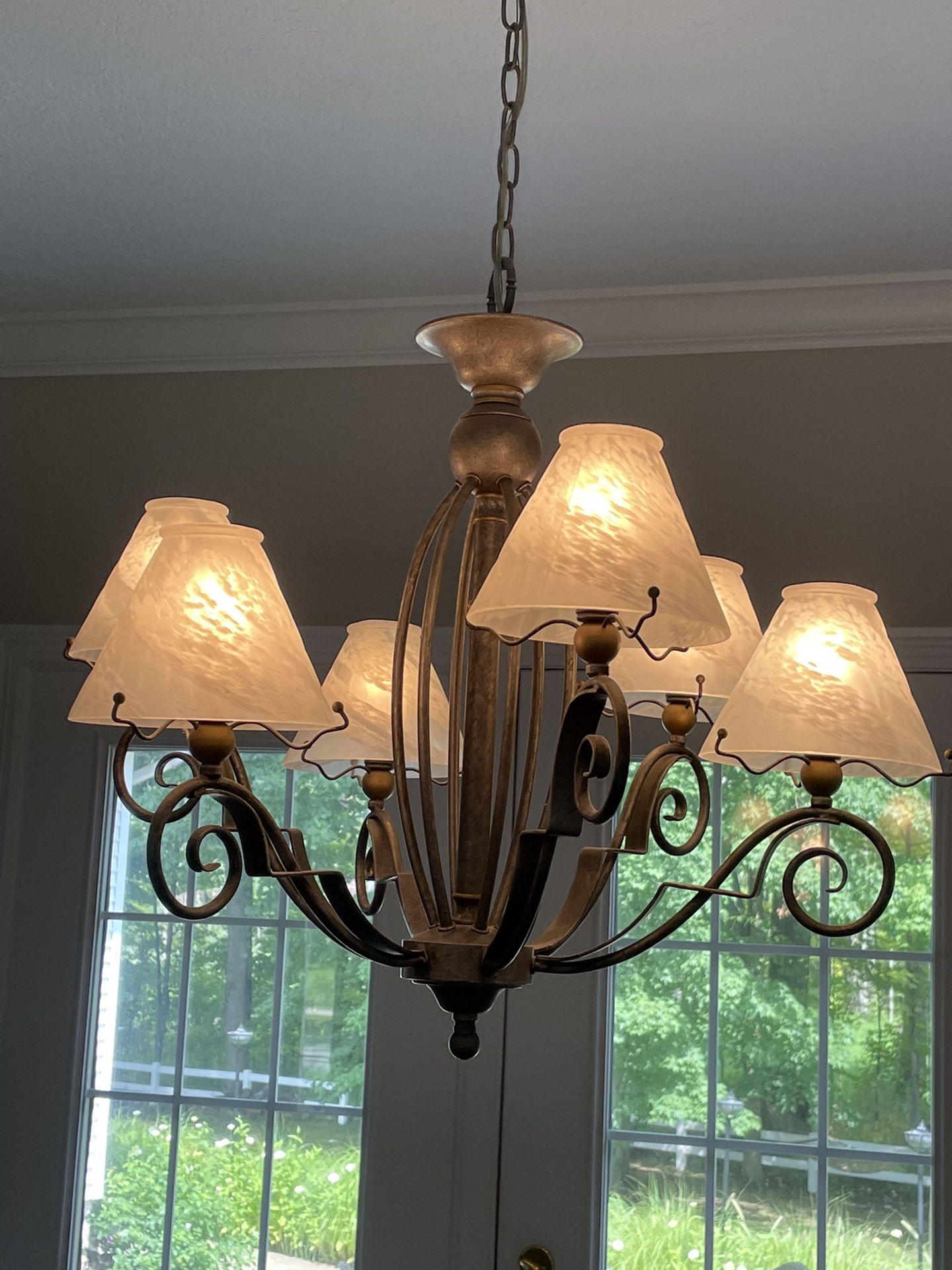 Antique Pewter & Antique Brass Chandelier