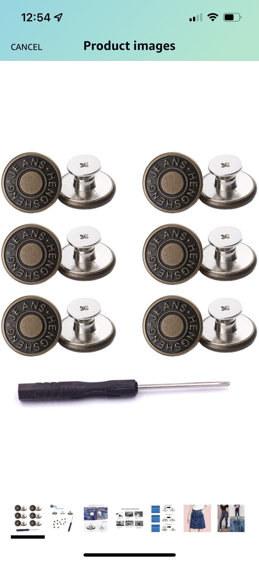 12 Pcs Button for Sewing Metal Jeans,ICEYLI 17 mm No-Sew Nailess Removable Metal Jeans Buttons Replacement