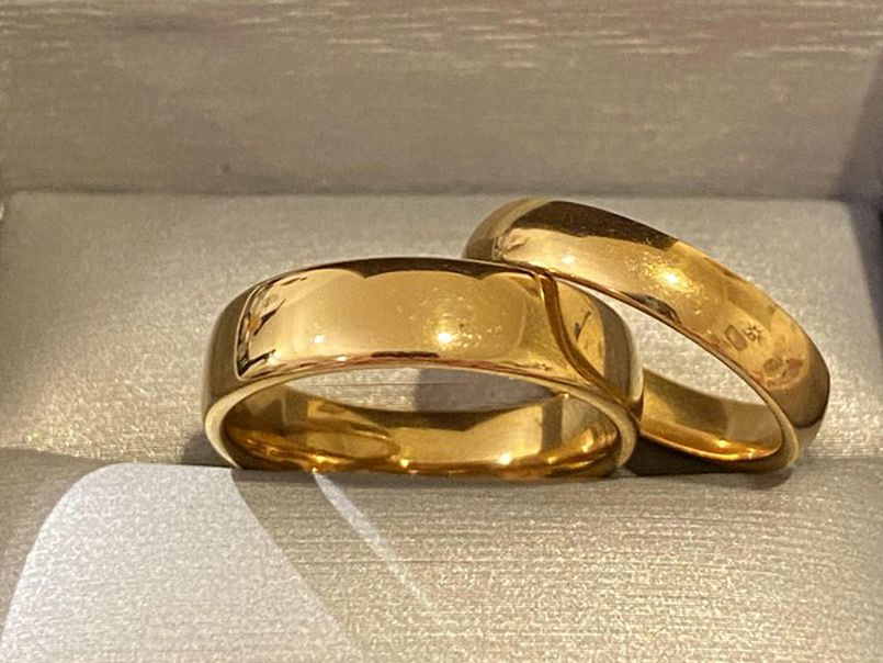 18K Gold plated Engagement Wedding Matching Ring Set