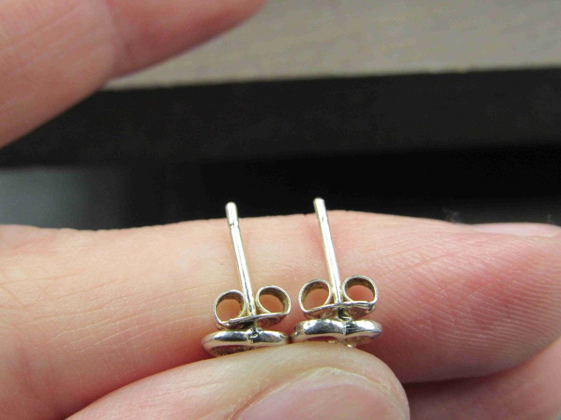 Sterling Silver Tiny Odd Heart Stud Earrings Vintage Wedding Engagement Anniversary Beautiful Everyday Minimalist Cute
