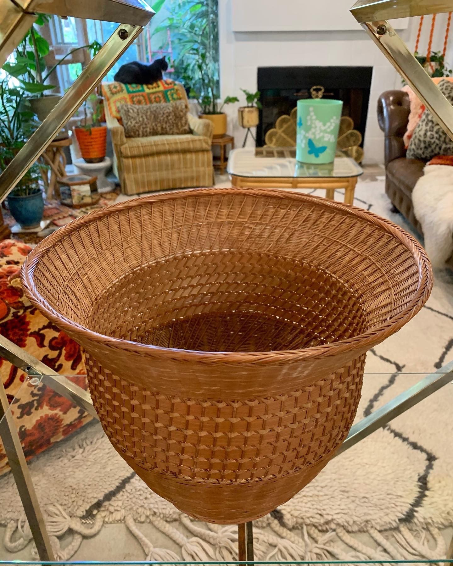 Vintage Basket Hand Woven Plant Basket 
