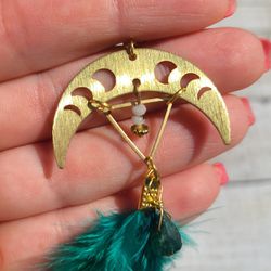 Over the Emerald Moon 18k Gold Plated Earrings Thumbnail