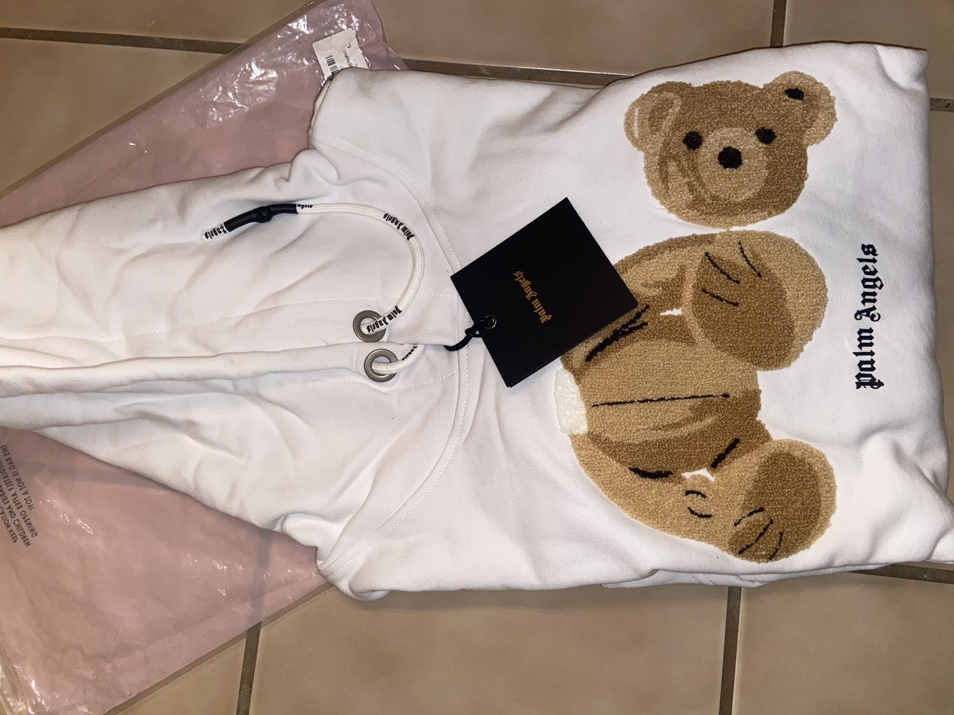 Palm Angels Bear Hoodie White SZ Large