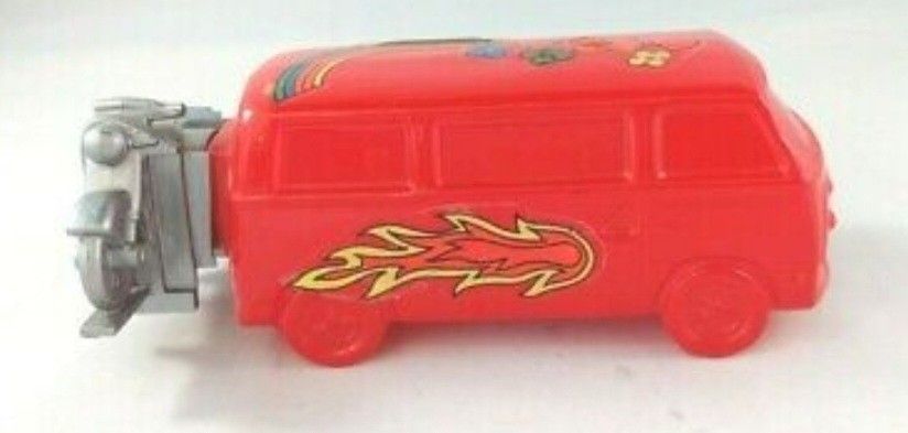 Avon Red Volkswagen Bus Van Cologne Bottle With Motorcycle