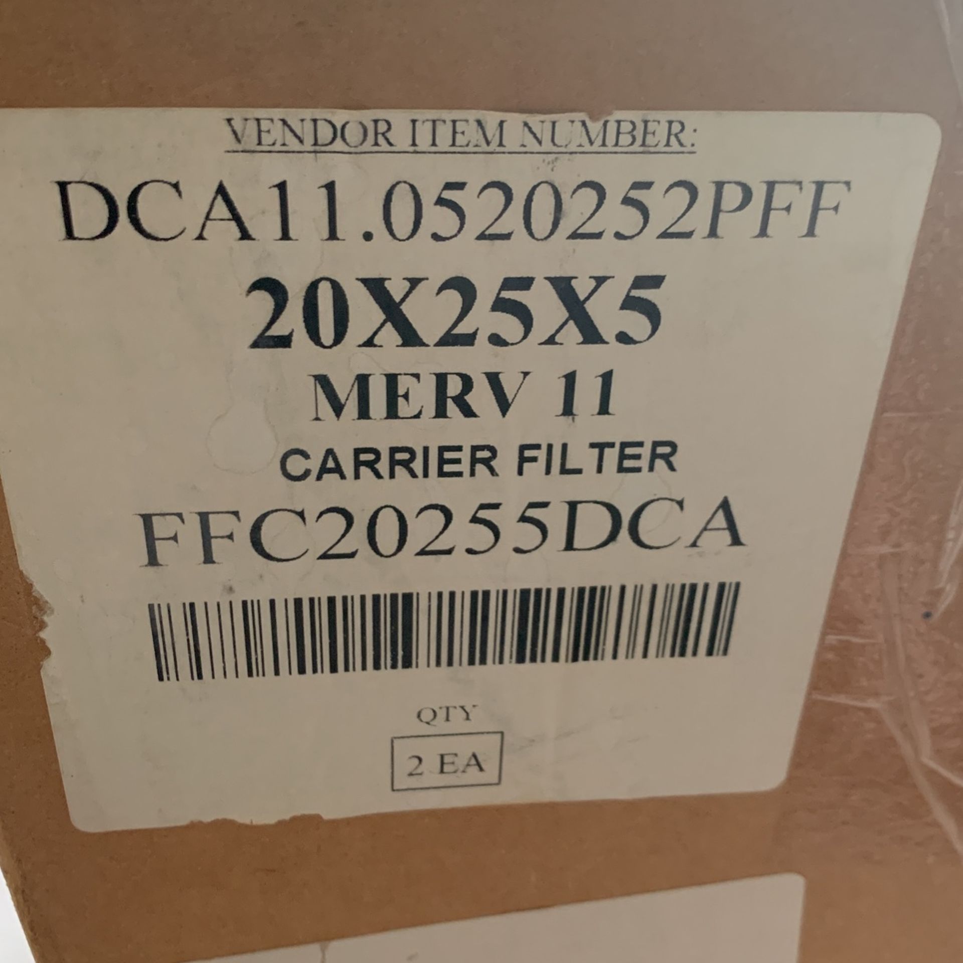 MERV 11 CARRIER FILTER 20x25x5