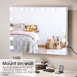 Large VANITY mirror With Hollywood Lights And Bluetooth Speaker  Thumbnail