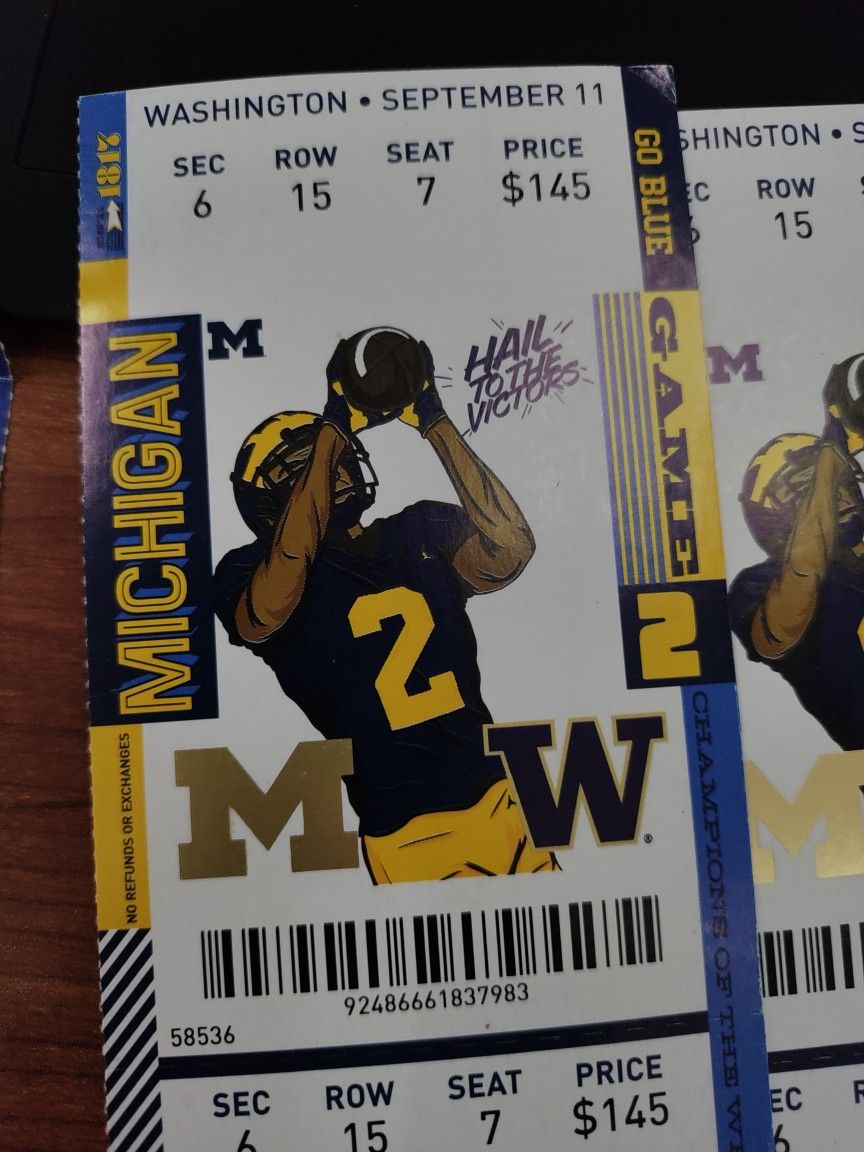 4 Michigan Versus Washington Tickets September 11th